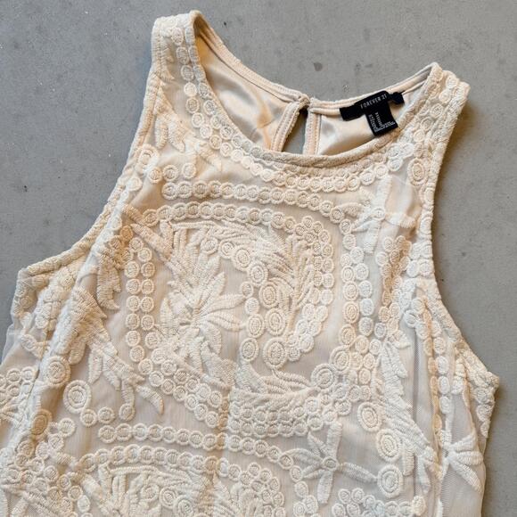 Forever 21 Cream Lace Sleeveless Dress, Size M - Picture 2 of 8